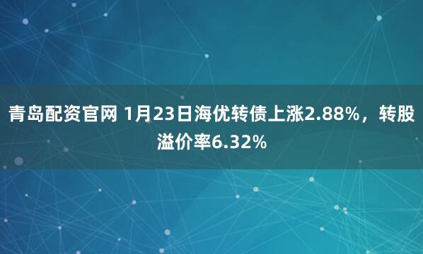青岛配资官网 1月23日海优转债上涨2.88%，转股溢价率6.32%